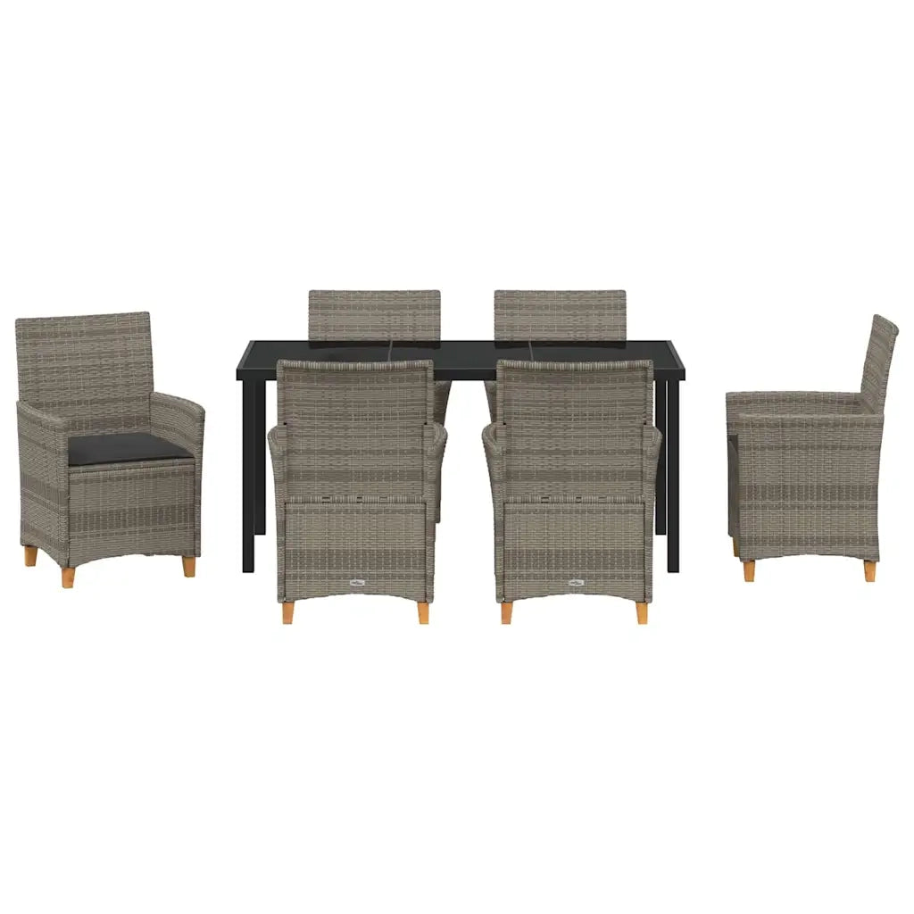 Set da Pranzo per Giardino 7 pcs Grigio polyrattan 3381076