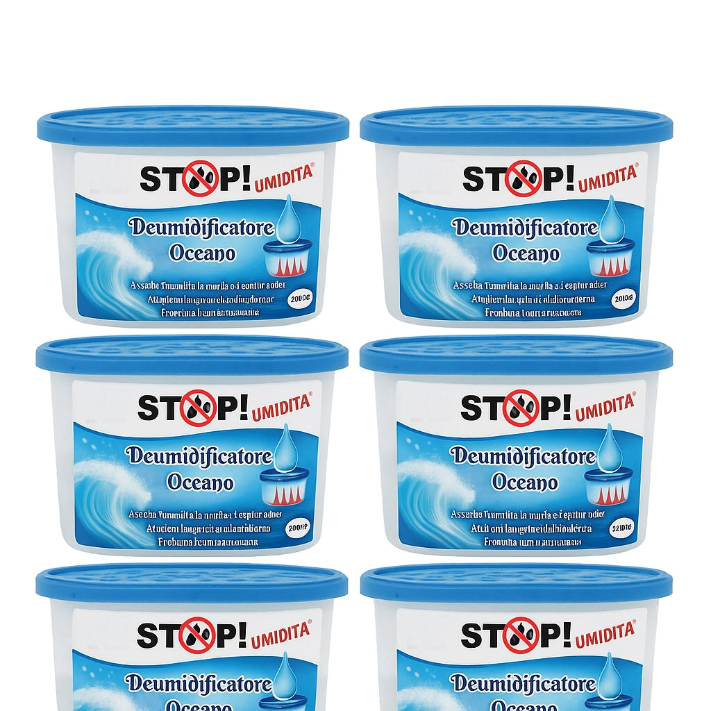6pz Deumidificatore Casa Portatile 500ml contro Muffa Assorbi Umidità Oceano