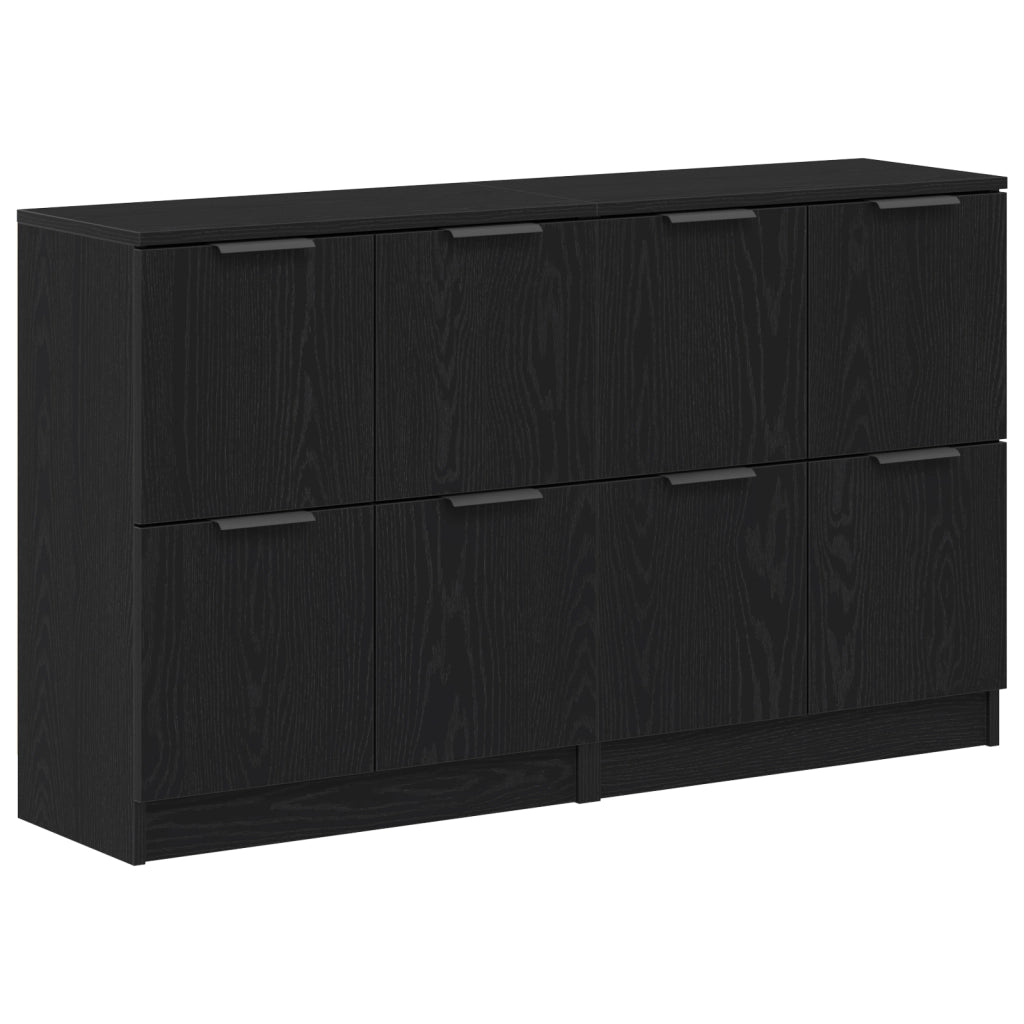 Credenze 2 pz Nero Rovere 60x30x70 cm Legno ingegnerizzato