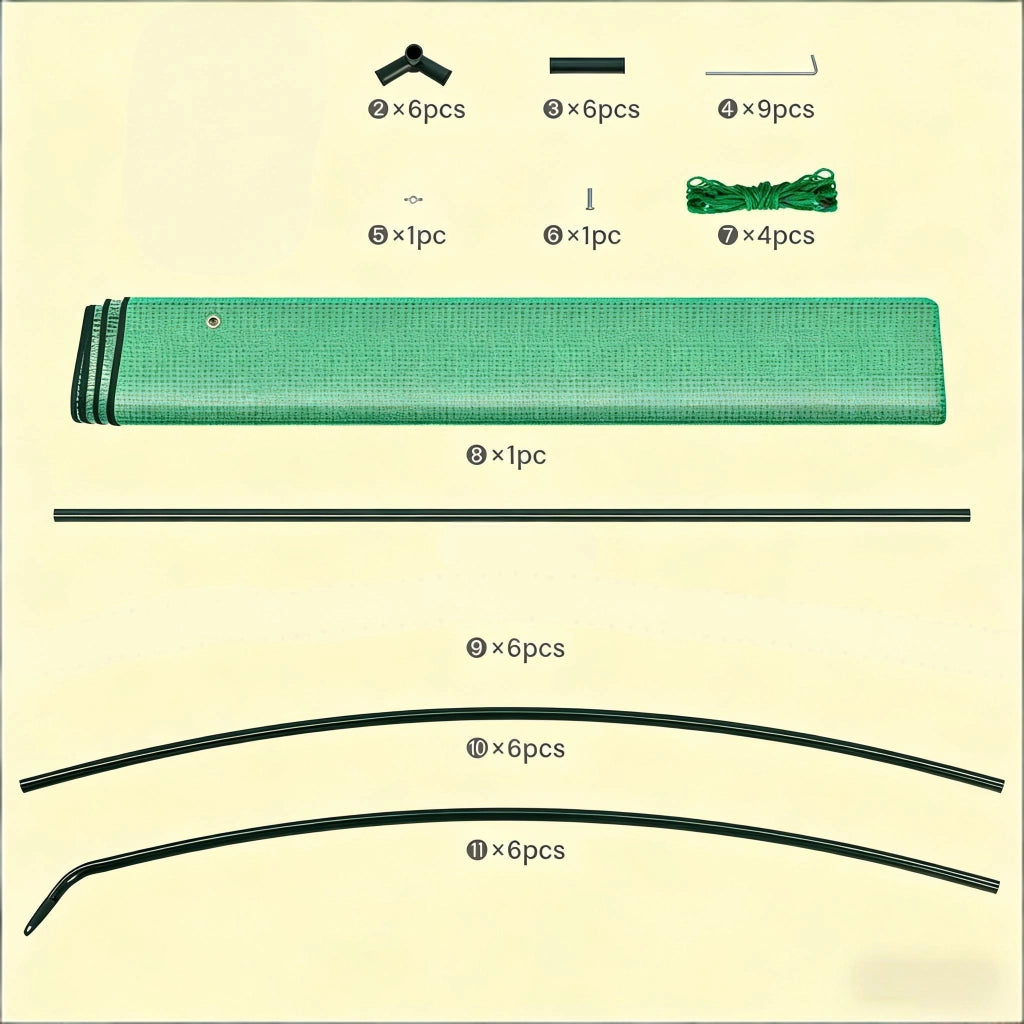 Serra a tunnel con struttura conica, porta con cerniera e zanzariera, telo in PE e tubi in acciaio verde 240 × 200 × 240 cm