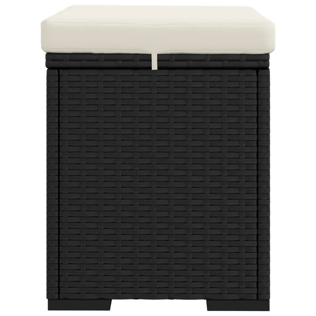Ottomane con Cuscini 2pz Nero 40x30x40 cm in Polyrattan