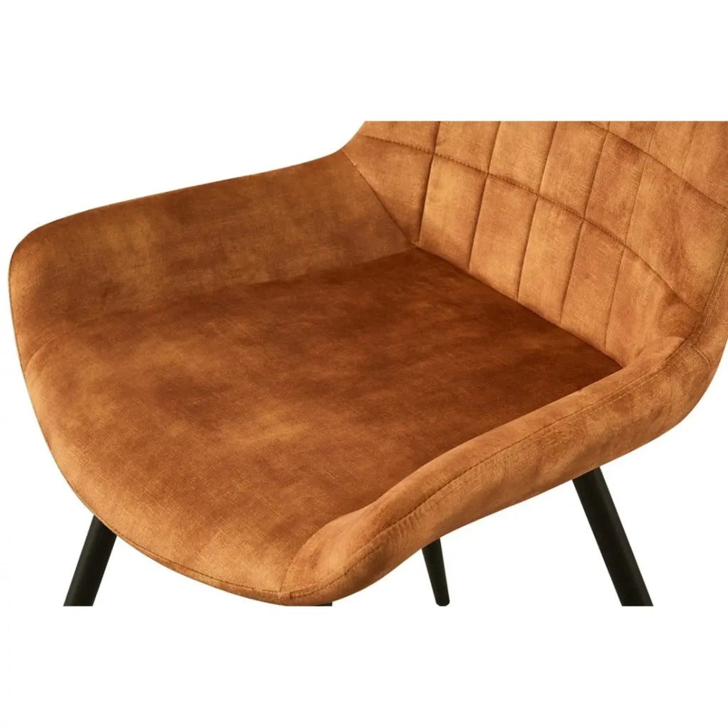 Sedia NINO – Velluto oro e gambe in metallo nero – H84 × L56 × P62.5 cm
