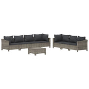 Set di mobili da giardino mobili da esterno 8 pezzi con cuscini resina intrecciata grigia 02_0017600