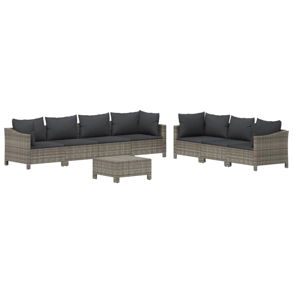 Set di mobili da giardino mobili da esterno 8 pezzi con cuscini resina intrecciata grigia 02_0017600