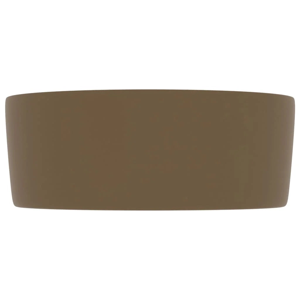 Lavabo da appoggio rotondo di lusso lavabo da bagno guardaroba cucina arredamento per la casa 40 x 15 cm ceramica crema opaca 02_0002760