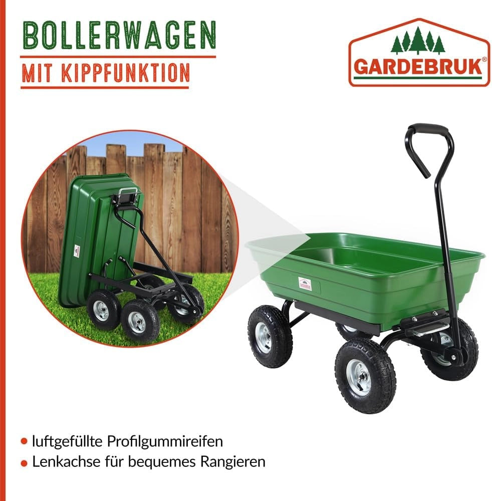 ® Carrello da Giardino Max. 300kg Cassone Ribaltabile Funzione Inclinazione Cariola Giardinaggio