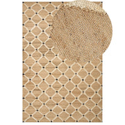 Tappeto di iuta intrecciata naturale in stile bohémien con motivo geometrico 200 x 300 cm Beige camera da letto soggiorno