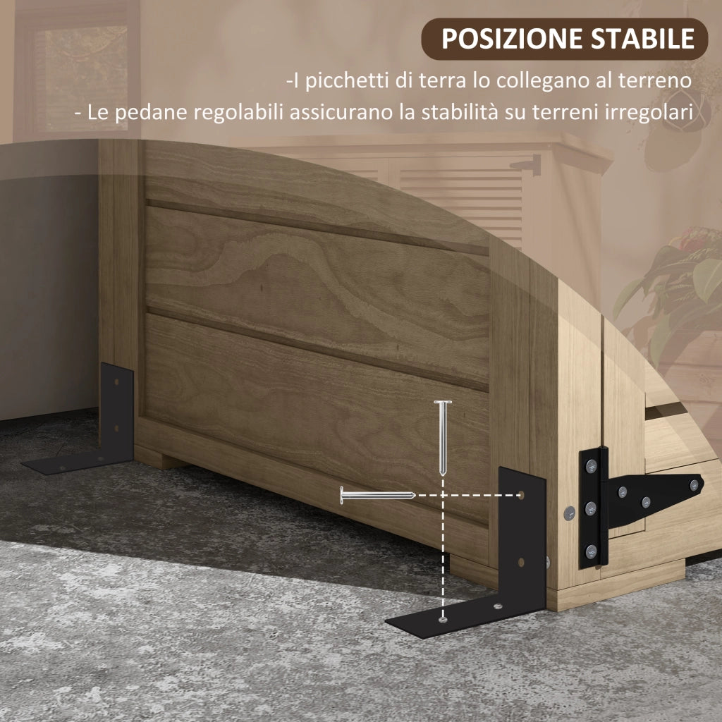 Armadio da Esterno Portaoggetti a 2 Ripiani con Picchetti. in Legno di Abete. 75x50x111/118 cm