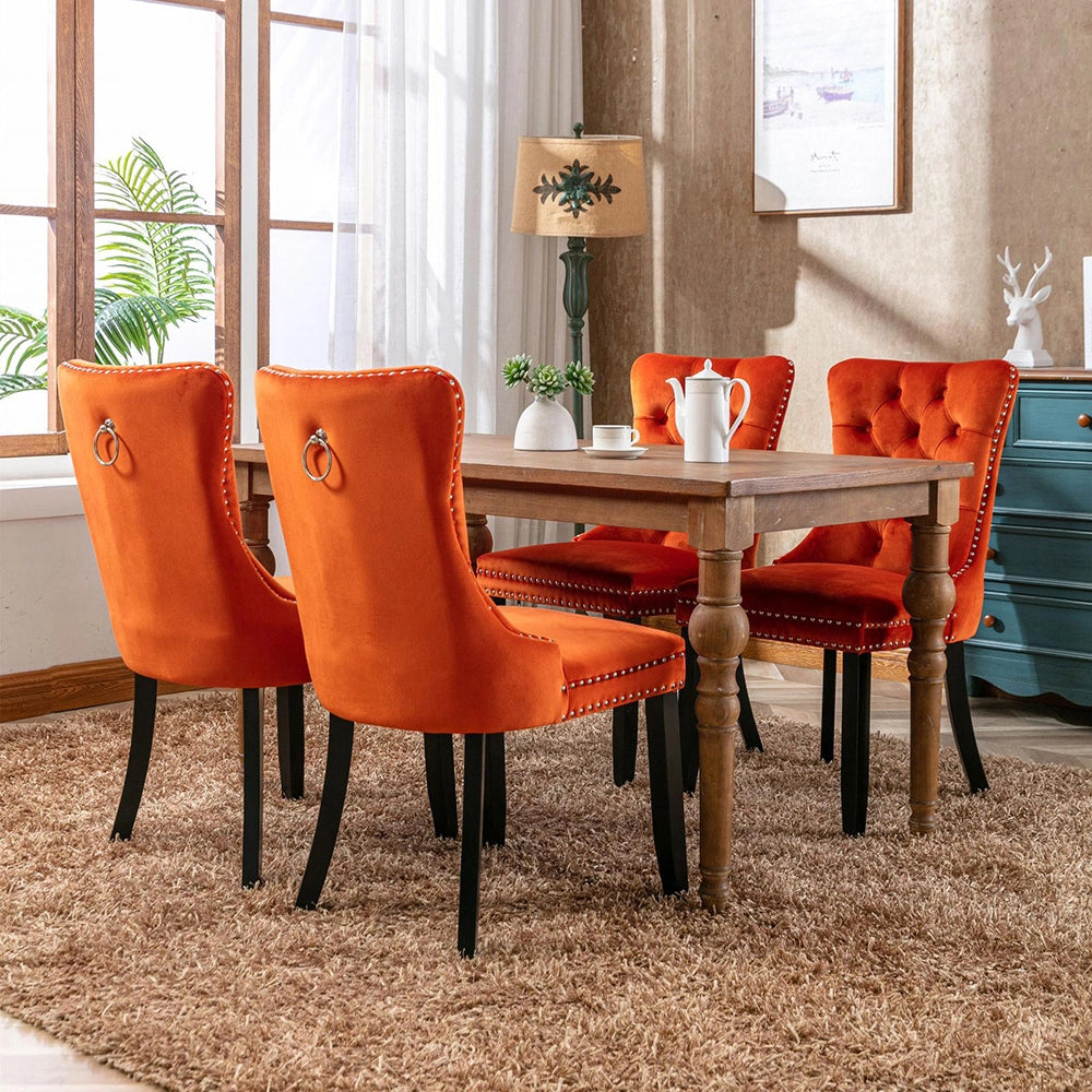 Set 2 sedie Nikki - Xylo - velluto arancione gambe legno