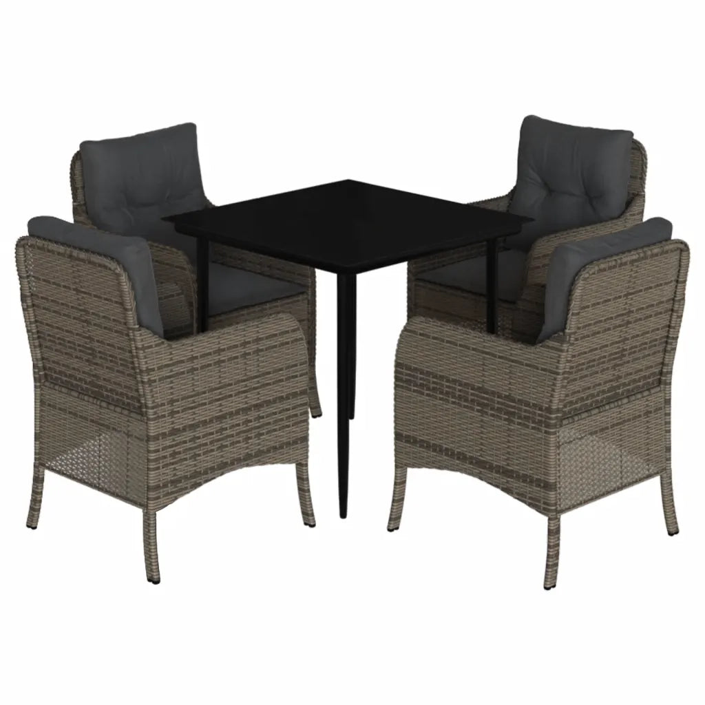 Set da Pranzo da Giardino 5 pz con Cuscini in Polyrattan Grigio 3211949
