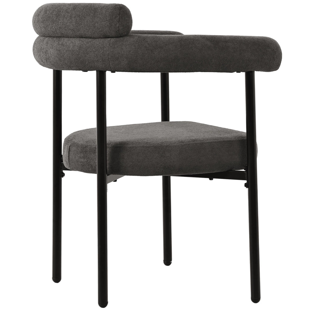 Sedia imbottita ergonomica con schienale avvolgente 70x62x84 cm; tessuto grigio scuro e ferro