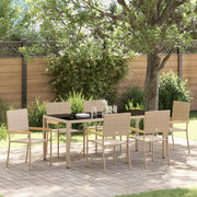 Set da Pranzo da Giardino  da 7 Pezzi Beige Polyrattan
