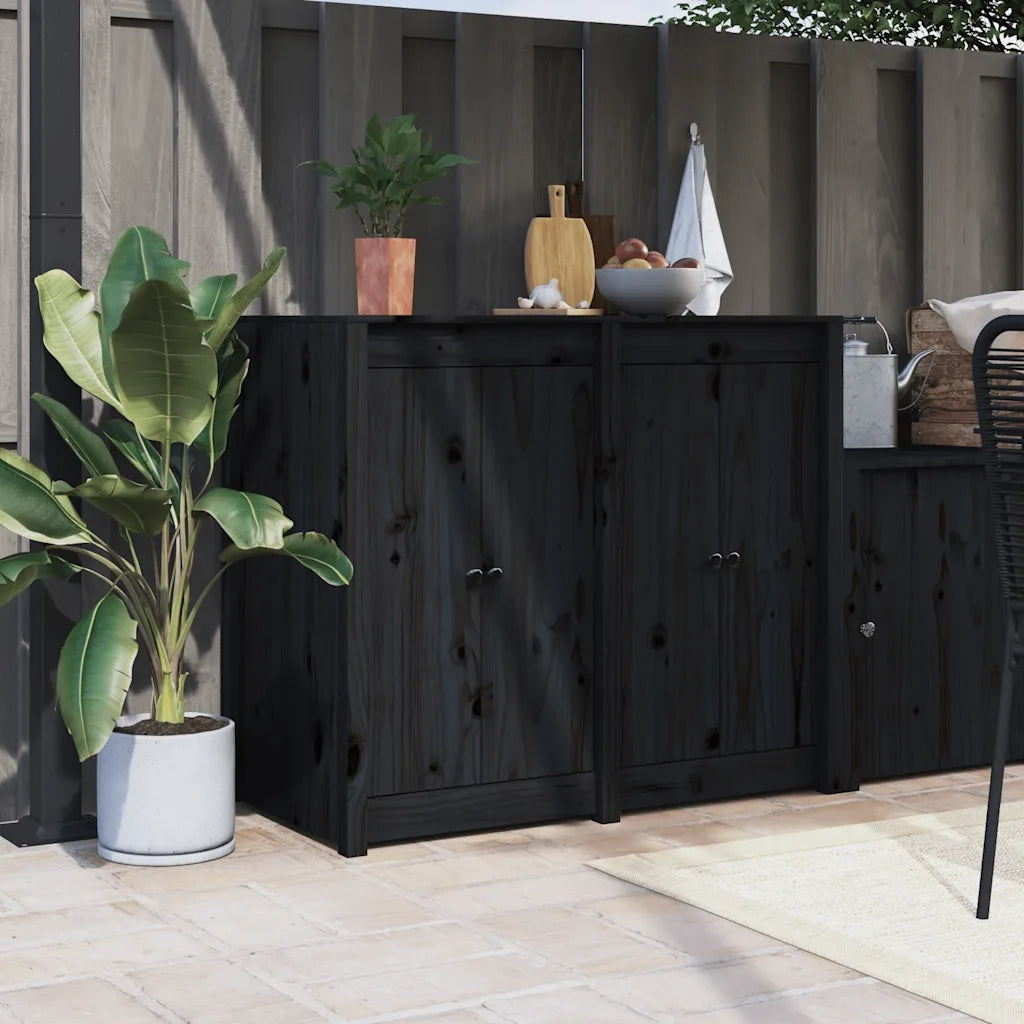 Ante da Cucina da Esterno MEPPEL 2 pz Nere 50x9x82cm Legno Massello di Pino CFW8230734