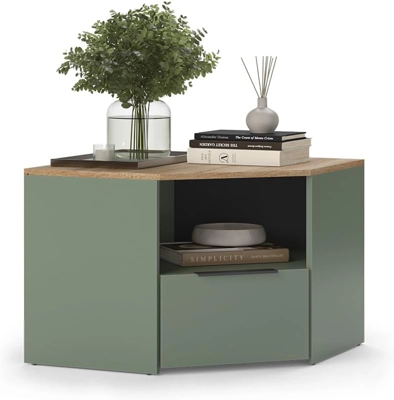 Mobile tv Wido, Verde, 68 x 50 cm, adatto come supporto TV con ripiani aperti