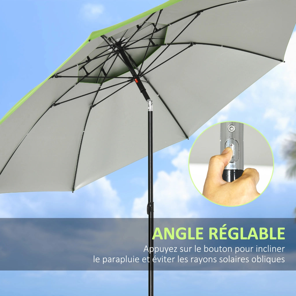 Ombrellone da Giardino Rotondo Inclinabile ¨C Xylo ¨C 8 Stecche Acciaio UV30 Verde