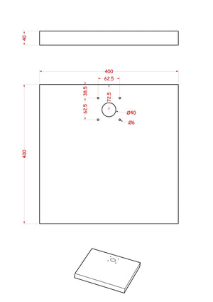 Base Quadrata 40x40x5 cm per Fontane con Ghiera Piccola in Cemento Belfer 42/BSE/2