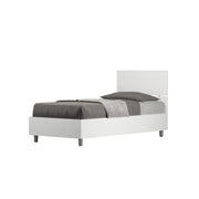 BS COM Letto singolo con rete 80x190 testata dritta bianco frassino