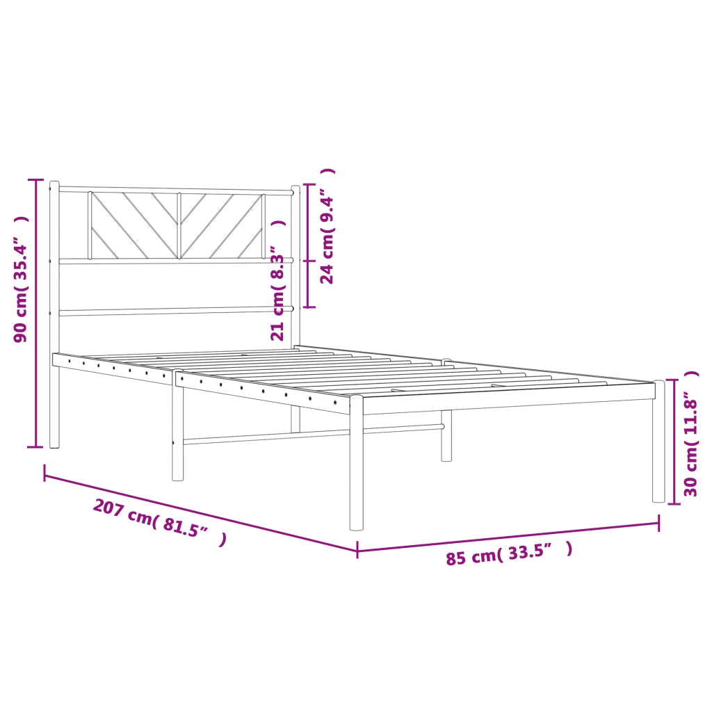 Giroletto con Testiera-Struttura Letto con testiera Metallo Bianco 80x200 cm 523208