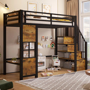 Letto a soppalco 90x200 cm con scala contenitore e area gioco