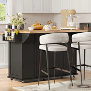 Isola cucina con piano ribaltabile 120x45(70)x87 cm in MDF nero e naturale