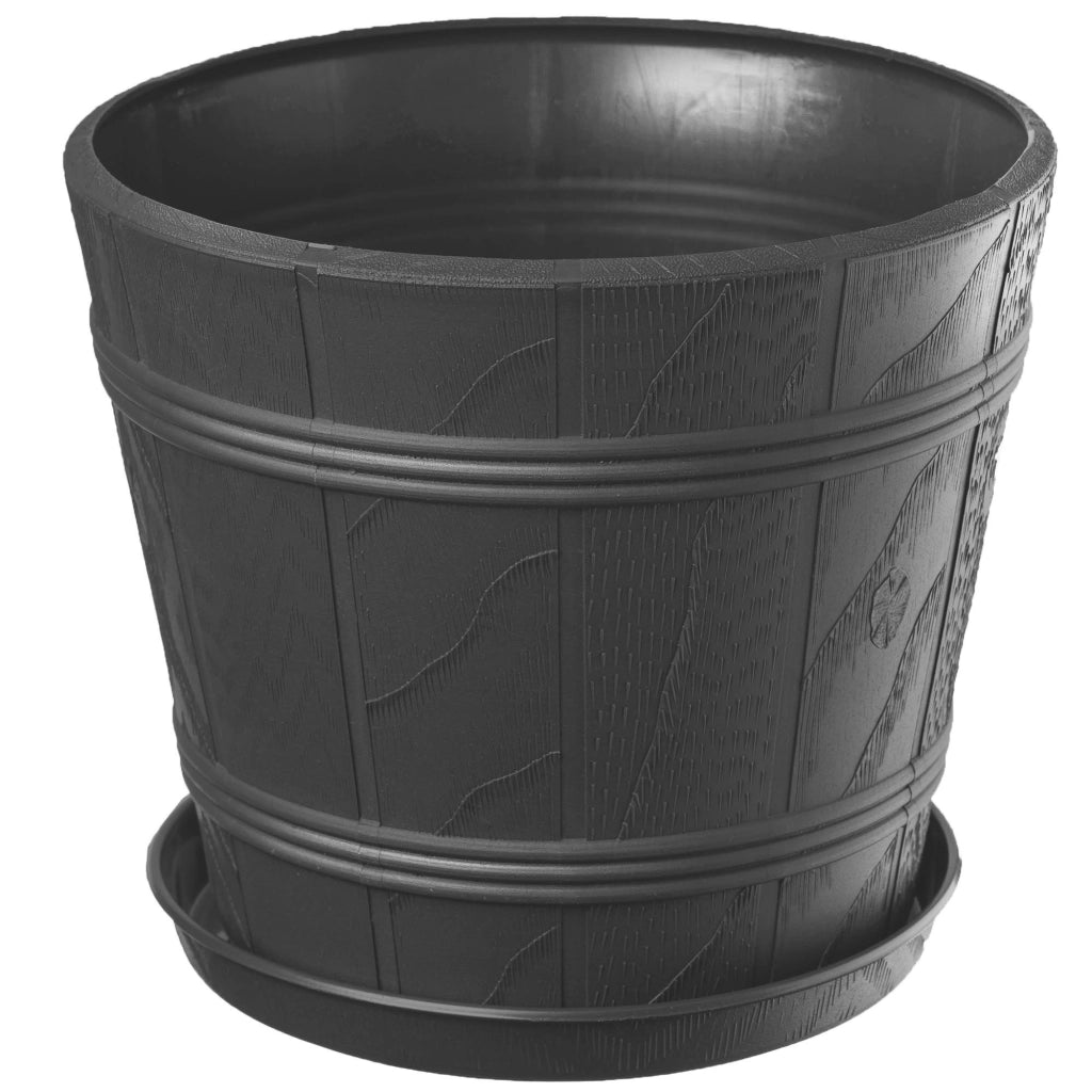 Vaso da fiori KADAX con supporto, coperchio rotondo, 38 cm, plastica, grafite