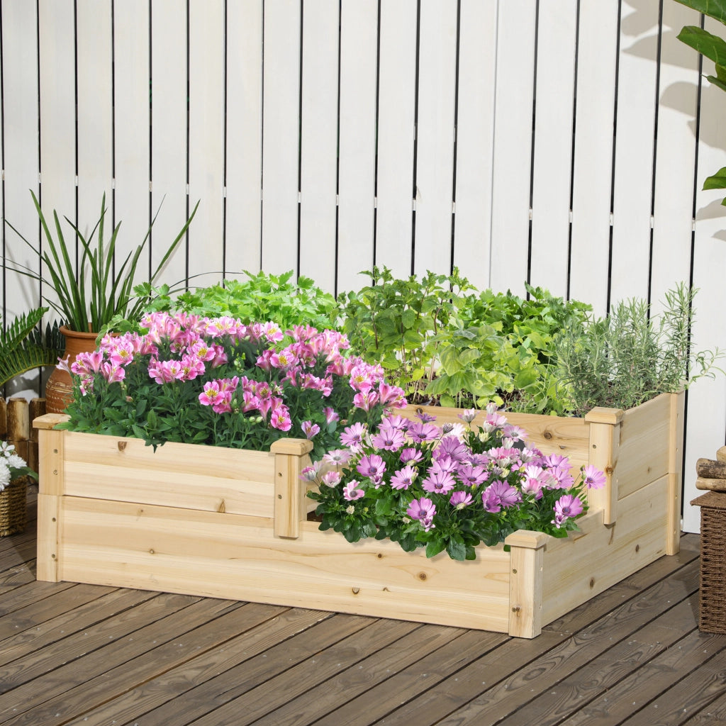 Giardiniere in legno a 3 livelli ¨C zephmum ¨C naturale 108x88x36 cm