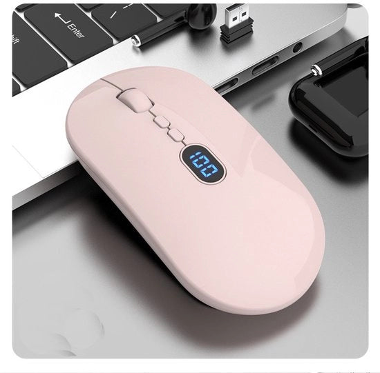 Maus wireless per laptop, con batteria, 2,4G mouse portatile ultraleggero USB, click silenzioso, compatibile con Windows/Mac/PC, rosa