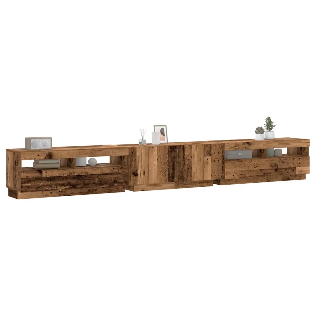 vidaXL Mobile Porta TV con LED Legno Antico 300x35x40 cm Truciolato