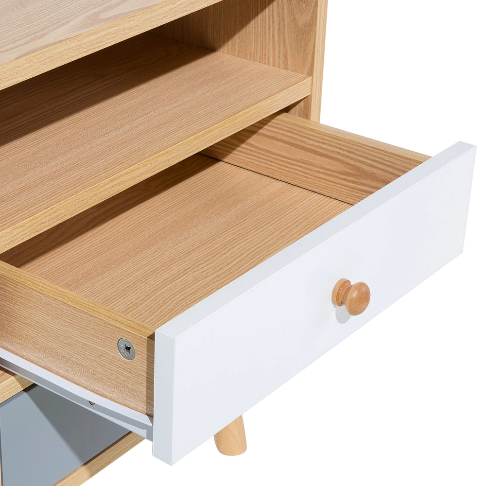 Comodino in legno chiaro 2 cassetti ripiano Tavolino stile moderno scandinavo camera da letto soggiorno