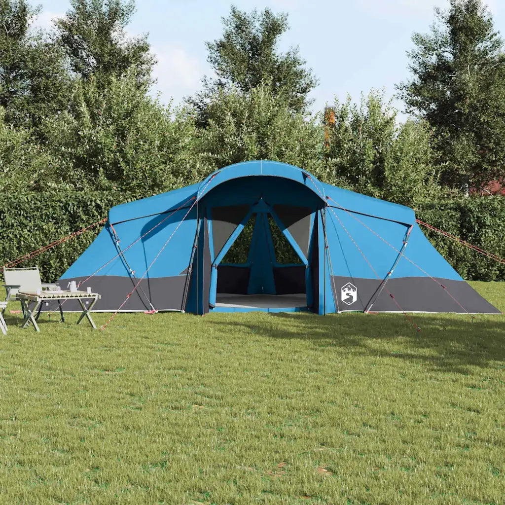 Tenda Familiare con tetto-Tenda da campeggio Blu e Grigio 721 x 335 x 212 cm
