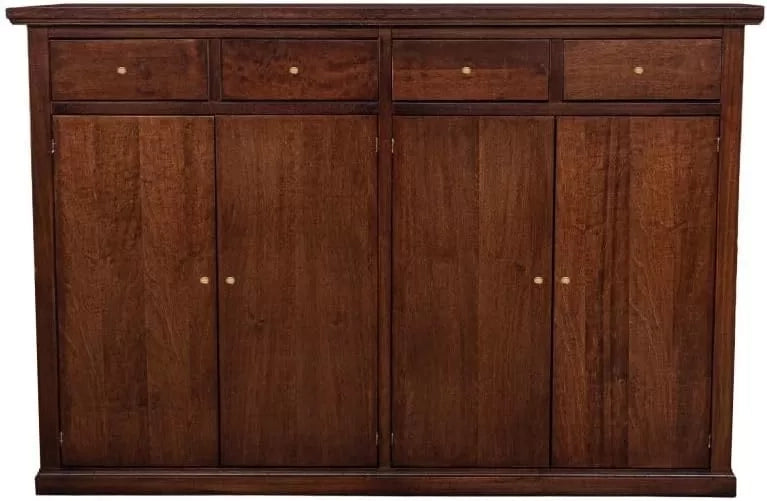 Madia credenza legno 4 porte 4 cassetti arte povera noce scuro 160x40x110 - Mobili 2G
