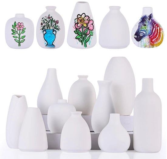 Set di vasche in ceramica da 10 pezzi - Vasi floreali boho - Tavoli da dipingere - Tavoli da pranzo per matrimoni - Superficie in materiale opaco