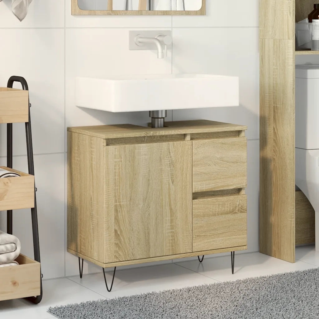 vidaXL Armadietto da Bagno Rovere Sonoma 65x33x60 cm Legno Multistrato