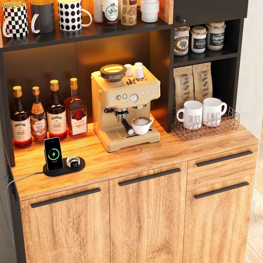 Mobile dispensa con LED RGB e prese integrate ripiani regolabili MDF 100 × 40 × 180 cm