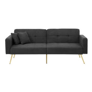 Divano Letto 2 Posti Convertibile Schienale Regolabile 105-180° con Cuscini e Tasche Laterali Struttura Legno in Sherpa Grigio Antico