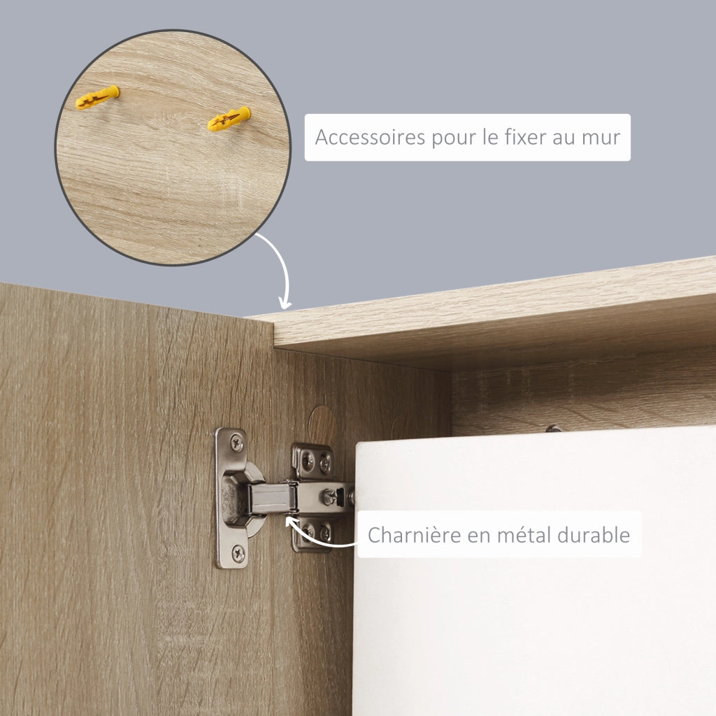 Armadio con Specchio e Ripiani per Bagno ¨C zephmum ¨C Pannelli Particelle Rovere Chiaro