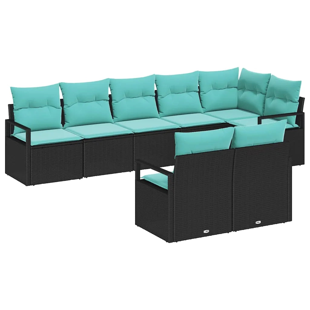 Set di divani 8 pcs Nero polyrattan 3346436