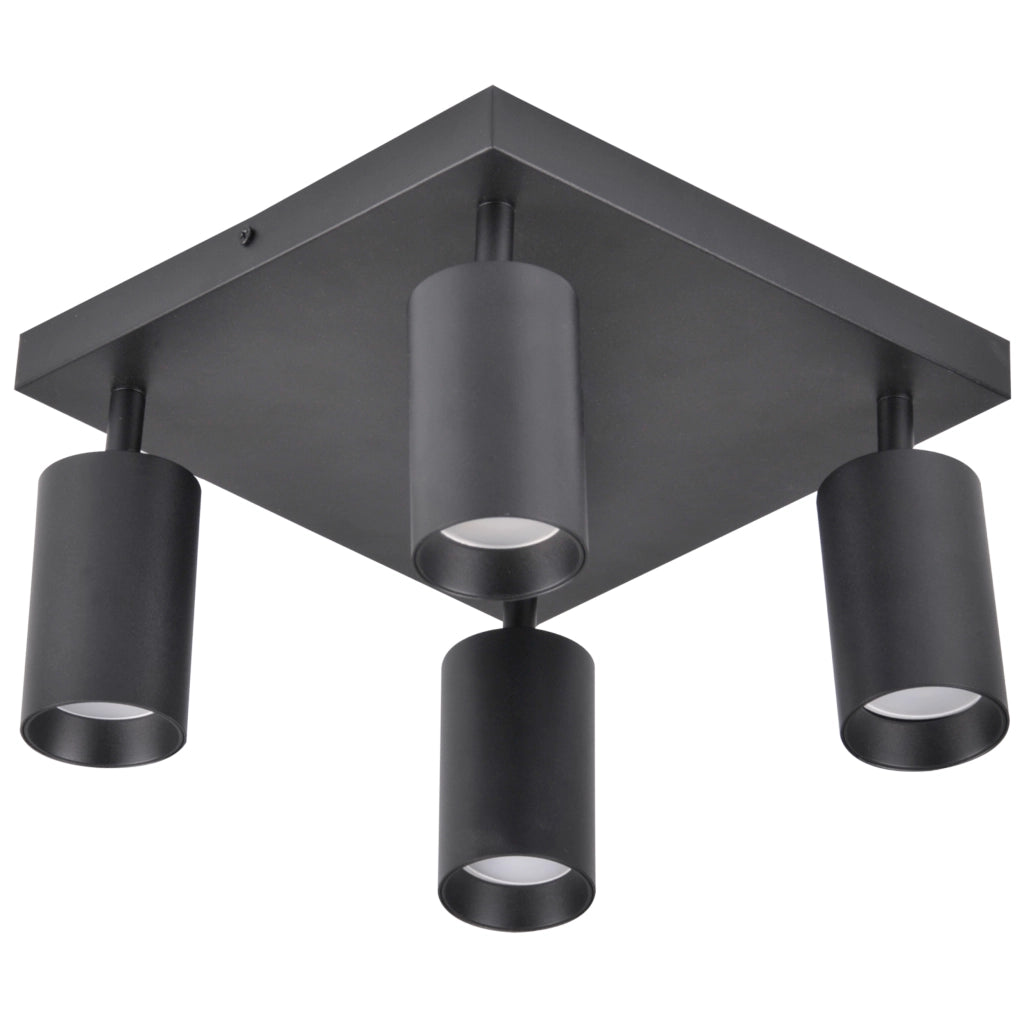 Plafoniera quadrata 4 luci GU10 nero-oro Maribel Polux
