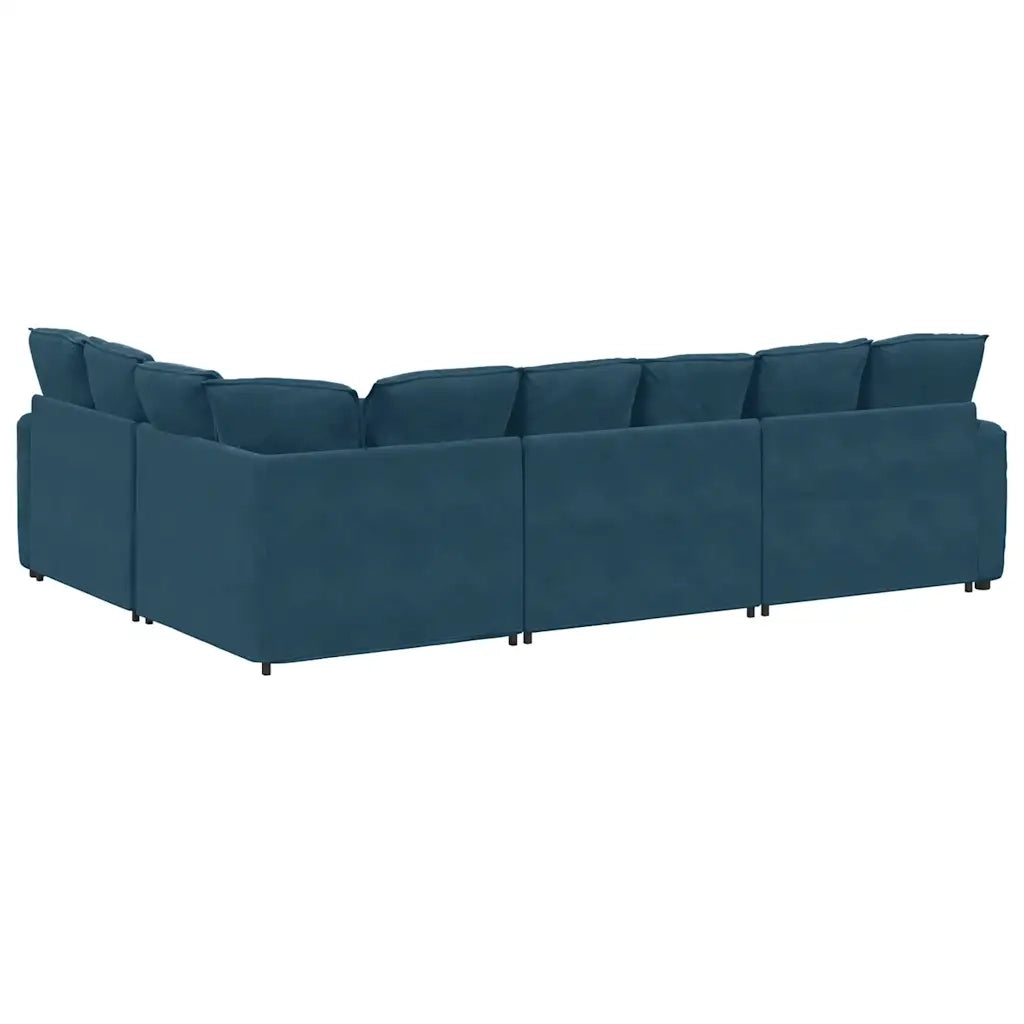 Divano Modulare con Cuscini in Velluto Blu 3321158