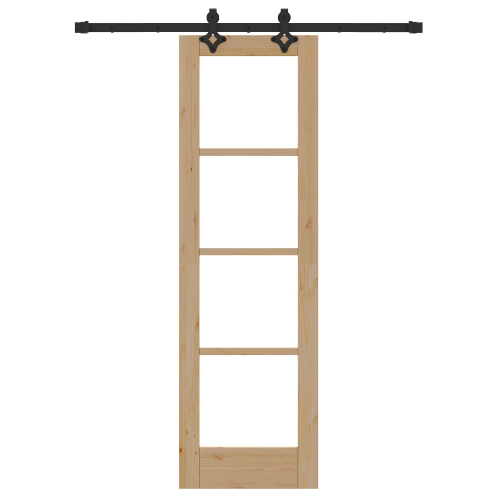 Set Porta Scorrevole  con Kit Hardware 61x198,5 cm Legno di Pino Massello