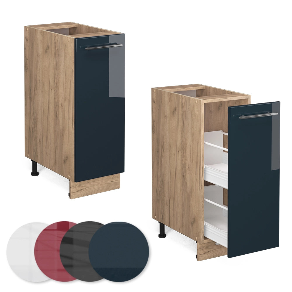 Vicco Mobili da cucina Blu scuro lucido 30 cm senza piano di lavoro