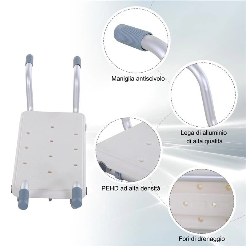 MENSOLA SEDILE PER VASCA DA BAGNO REGOLABILE IN ALLUMINIO