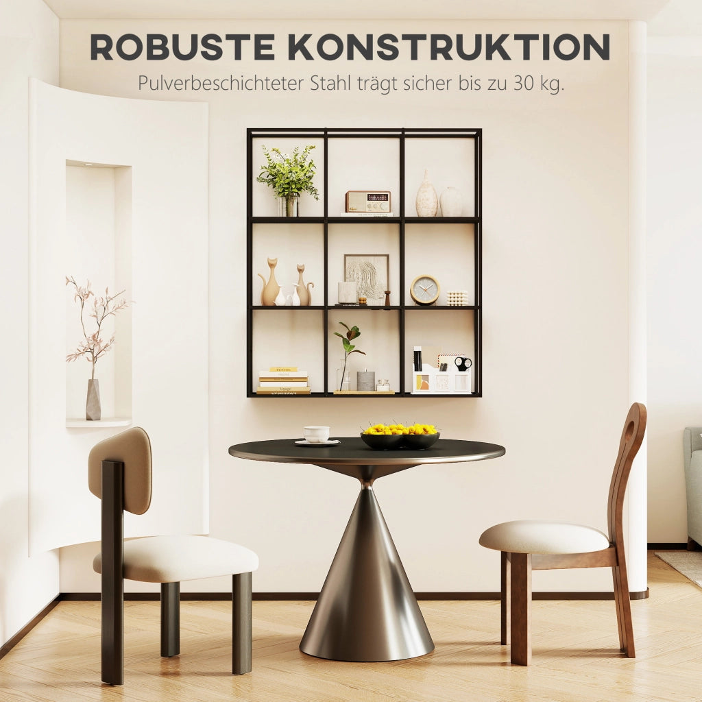 Libreria a Parete Industriale con 9 Ripiani ¨C Zephmum ¨C Grigio Metallico 80x30x24 cm