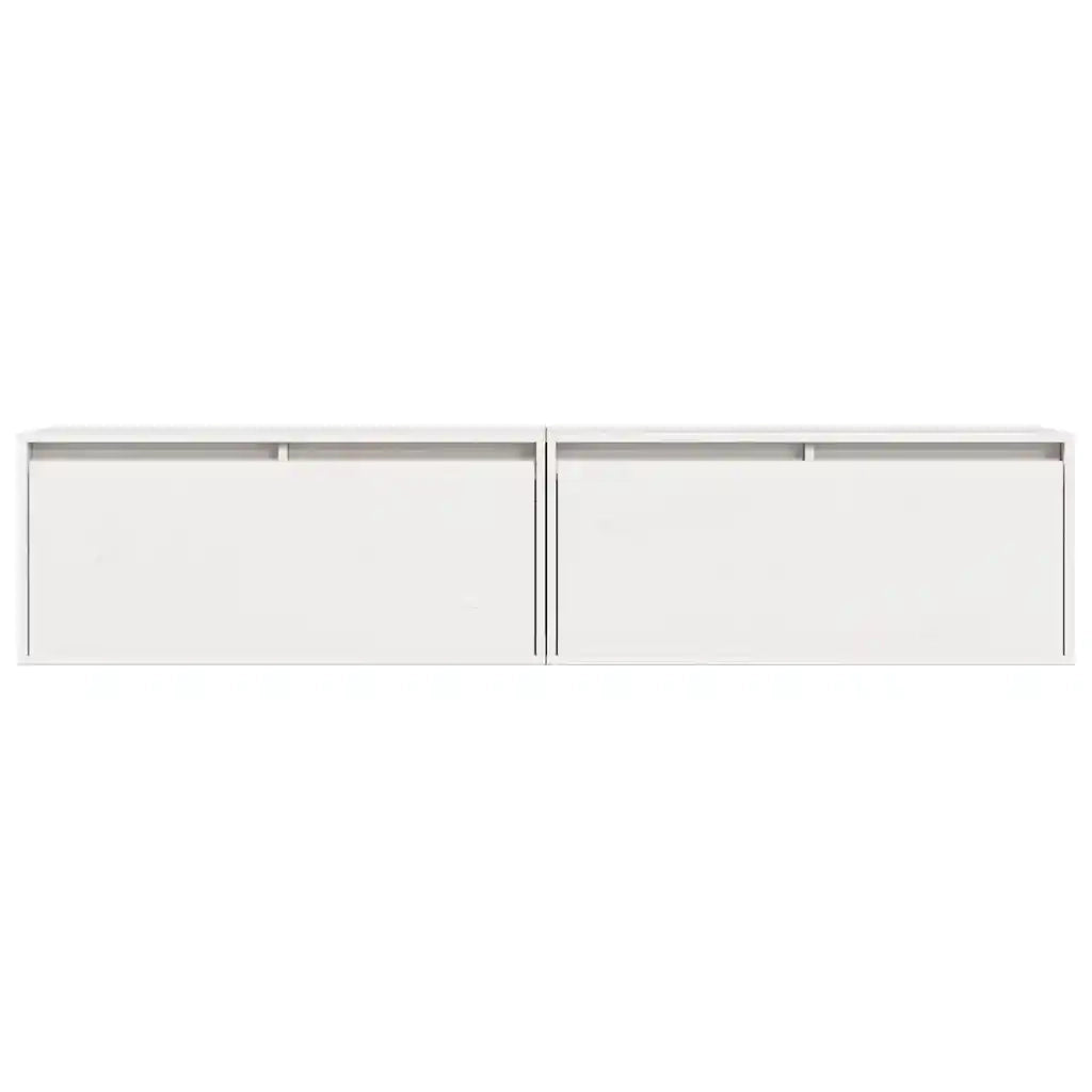 Pensili 2 pz Bianchi 80x30x35 cm in Legno Massello di Pino 813458