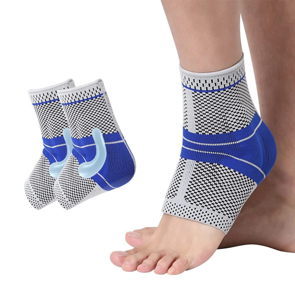 Trade Shop - Coppia Cavigliere Supporto Per Caviglia Anallergica Elastica Sport Blu -