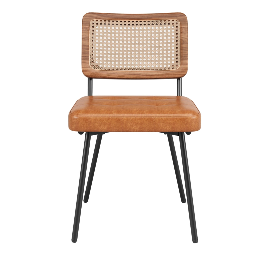 Sedia da pranzo 61x46x79 cm marrone – schienale in rattan, set da 2