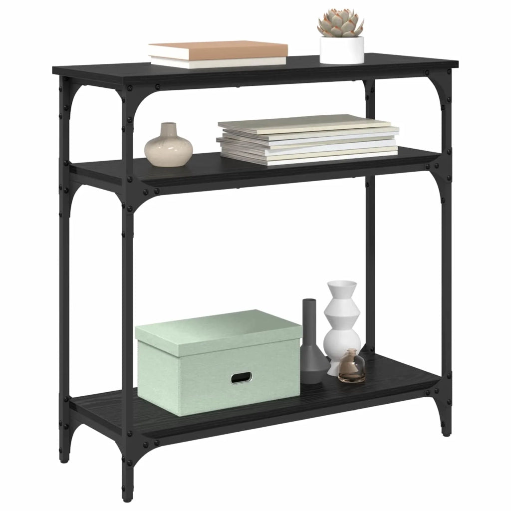 Tavolo consolle Rovere Nero 75 x 29 x 75 cm Legno multistrato