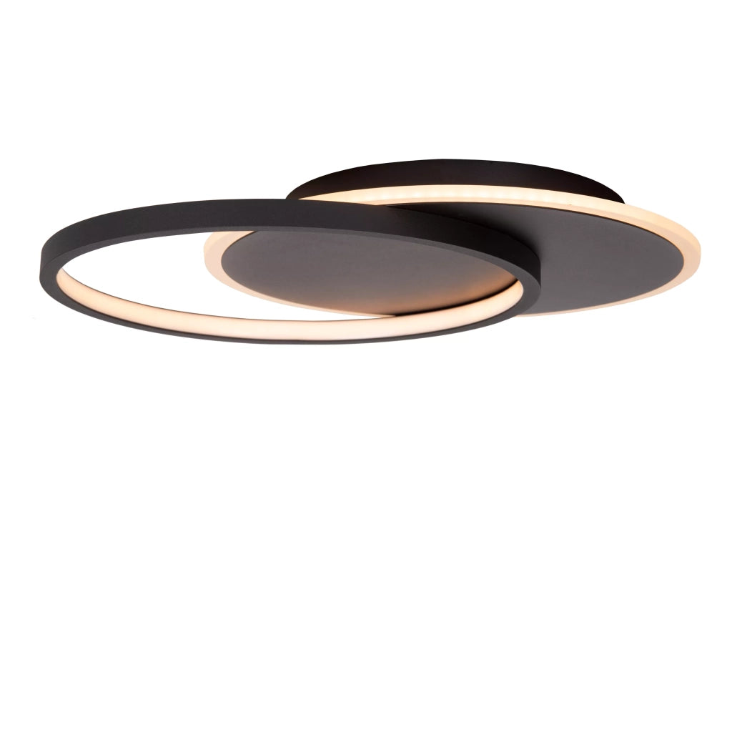 Plafoniera LED moderna 2 cerchi nera 39 cm 24W Axelle Lucide