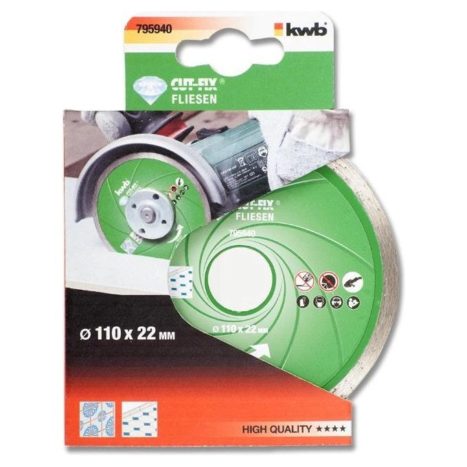 KWB 7959-40 Cut-Fix Disco Diamantato Continuo per Piastrelle e Travertino 110x22 mm