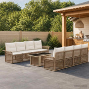 Set Divano da Giardino 9 pz Beige e Bianco Crema polyrattan 3436608